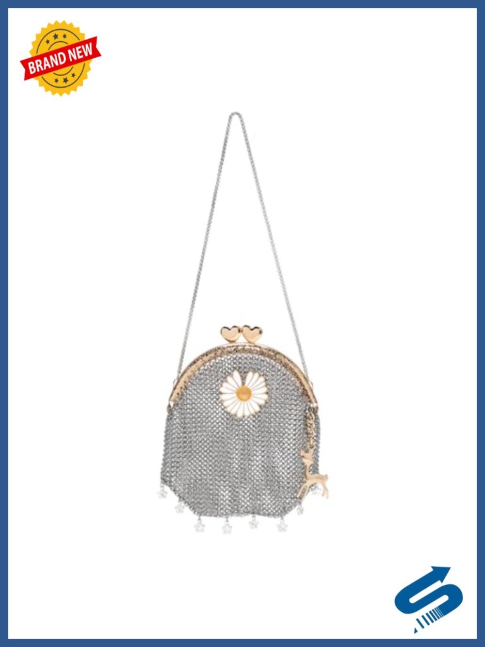 Chainmail Evening Clutch Handbag 316L Stainless Steel Kiss Lock Bag for Prom